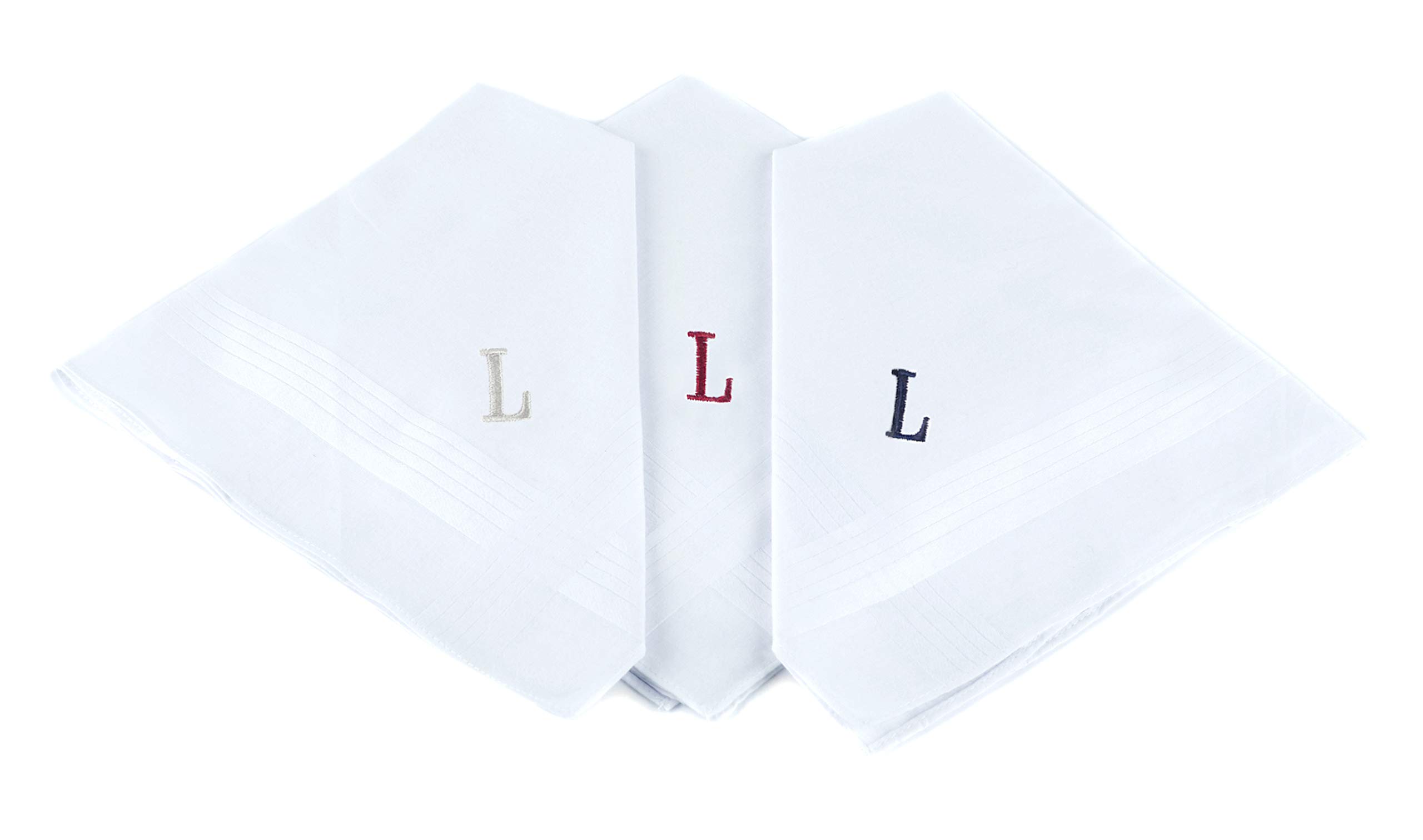 Initial Handkerchief for Men, Monogrammed Boxed 3 Piece Set,100% Cotton