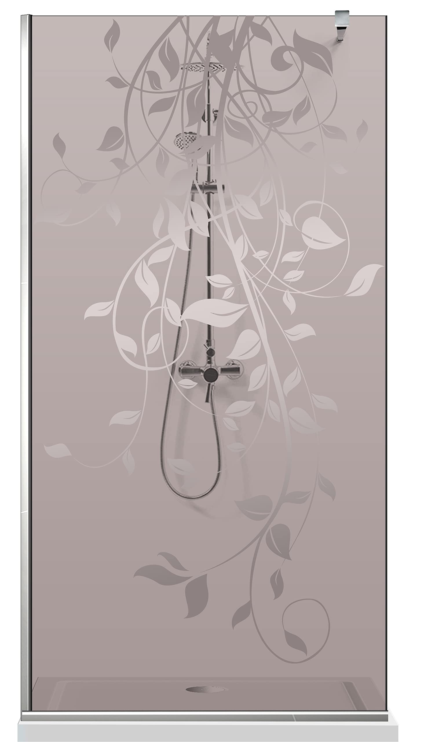Aqua Roy Modell INOX Tanz 100 cm ab 70/80/90/100/110/120 Duschabtrennung Bronze Glasscheibe 8 mm transparent Nano beschichtet sandgestrahlt Muster Edelstahl (100x195 cm)