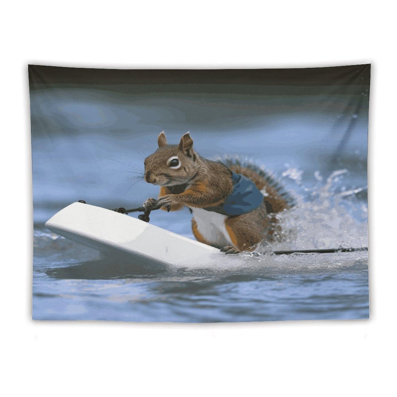 LDGSUPH Water Skiing Squirrel Tapestry Wall Hanging Decor Anti-fading Aesthetic Wall Tapestries Fashion Wall Blanket Decor Modern Wall Art Tapestry for Bedroom Home Decor 60"x80"