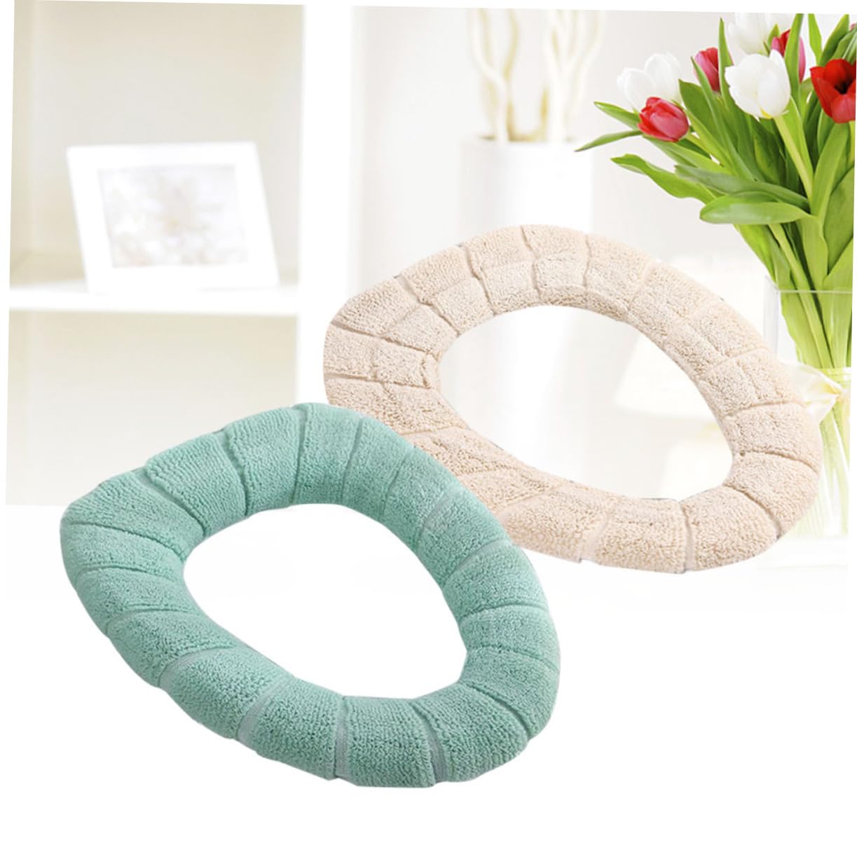 Beatifufu Warm Thick O-Shape Rv Toilet Seat Cover Extra Large Soft Stretchy Washable for Bathroom Rv Random Color