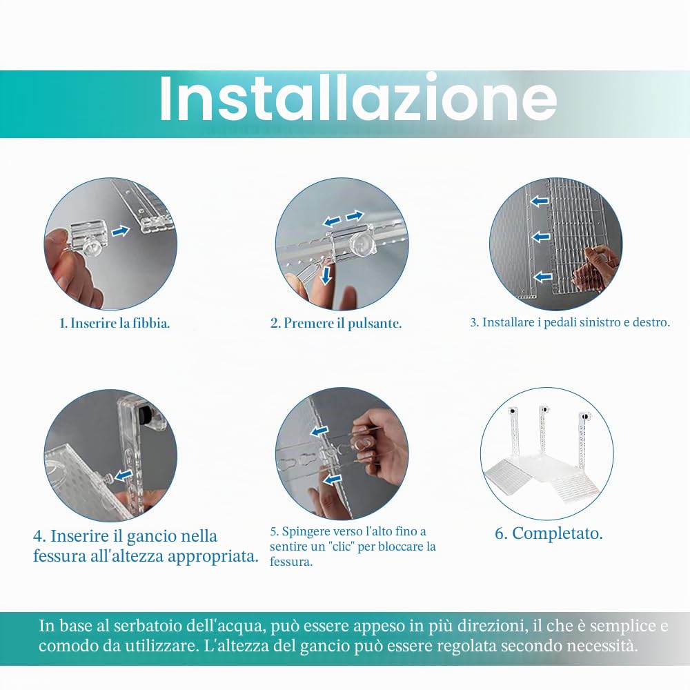 Rampa per Tartarughe in Acrilico - Piattaforma da Appendere, Habitat Atossico, Accessori per Terrario Rettili (XL)