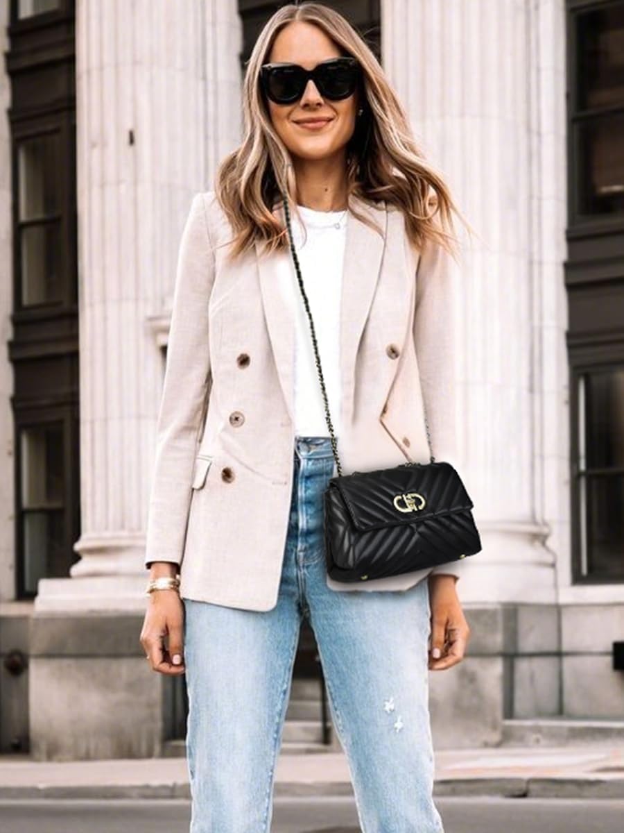 GLITZALL Small Quilted Crossbody Bag for Women Trendy Designer Shoulder Purse and Handbags with Chain Strap - Image 3