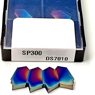 QKFTCSDW 10 Uds SP200 2,0mm SP300 3,0mm SP400 4,0mm Nano Herramienta de torneado de Torno Azul for Herramienta de torneado de carburo CNC Hoja de ranurado Herramientas de torneado(SP300)