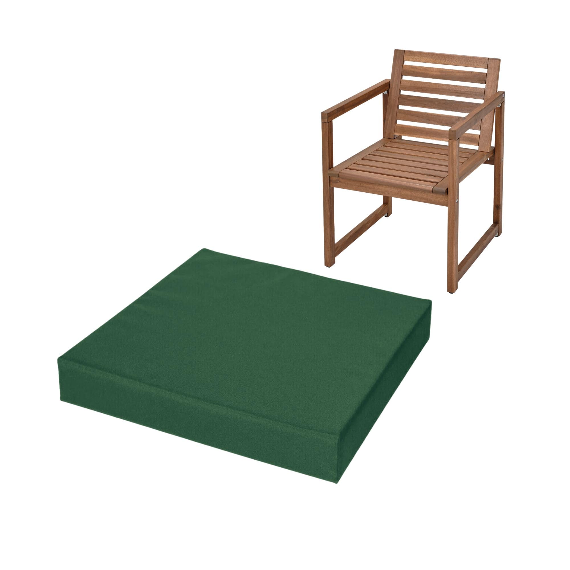 FIVE MOONS 4cm Thick Waterproof Chair Cushion Seat Foam Pad For Kitchen Dining Living Room & Garden Patio Rattan Furniture Removable Zipped Cover (Bottle Green, 22" x 22" (56 x 56 cm))
