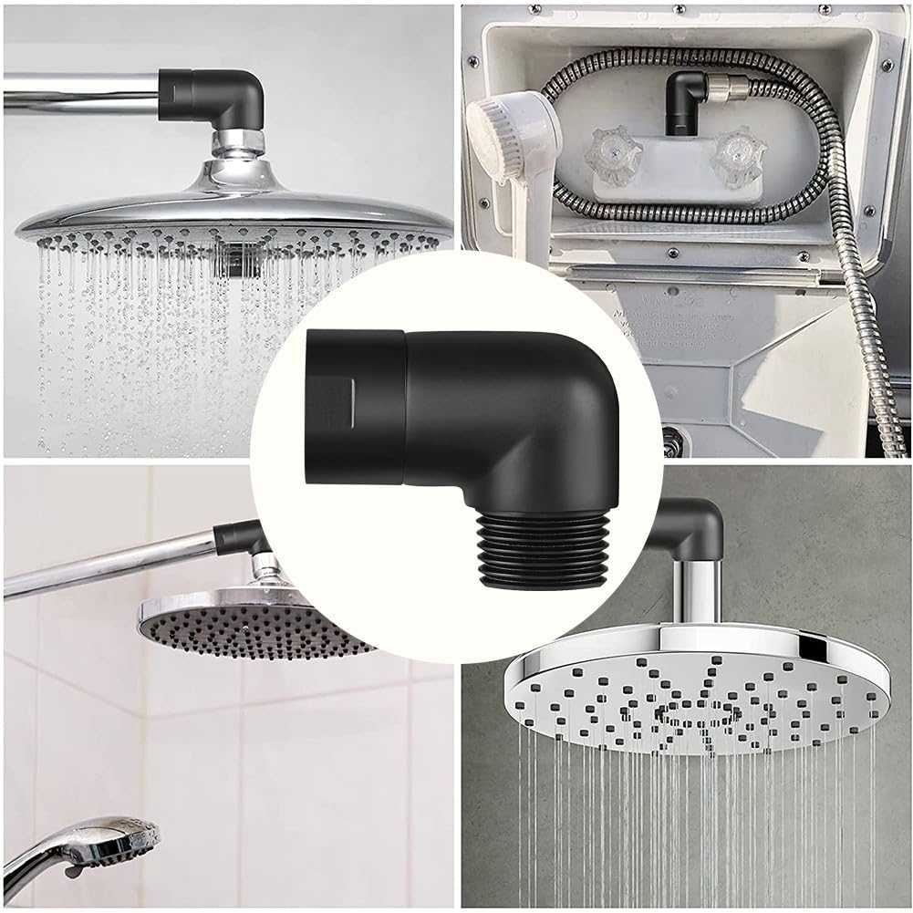 Adattatore A Gomito Per Doccia 45° In Ottone Massiccio – Nero Opaco, Filetto G1/2 Femmina/Maschio, Per Soffione E Braccio Doccia, Con Nastro Teflon E Rondella - 5