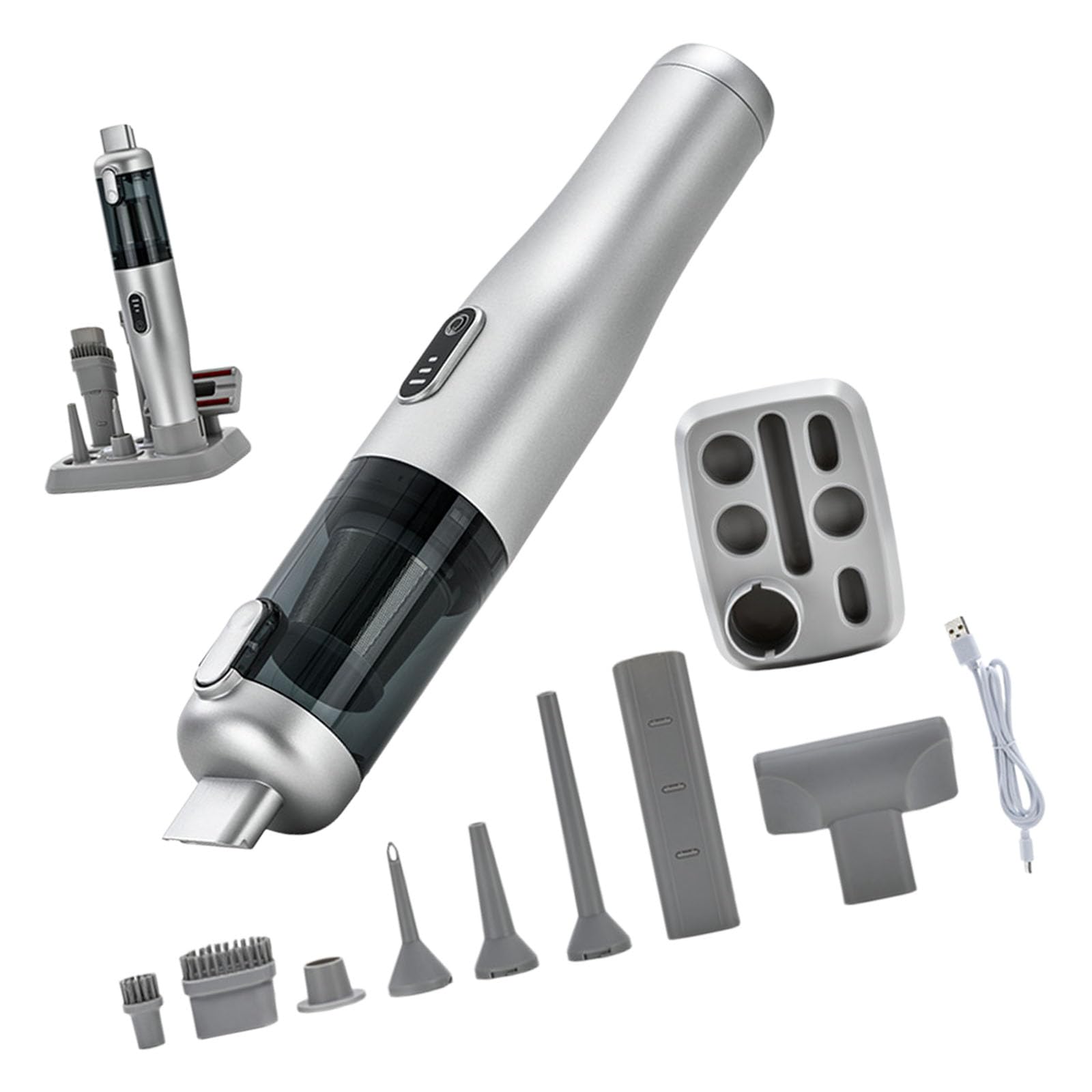 Tsophreniq Lightweight Cordless Cleaner with Multiple Attachments 0.25L Container 38Min Usage Time for Multi Area Maintenance Handheld Vacuum