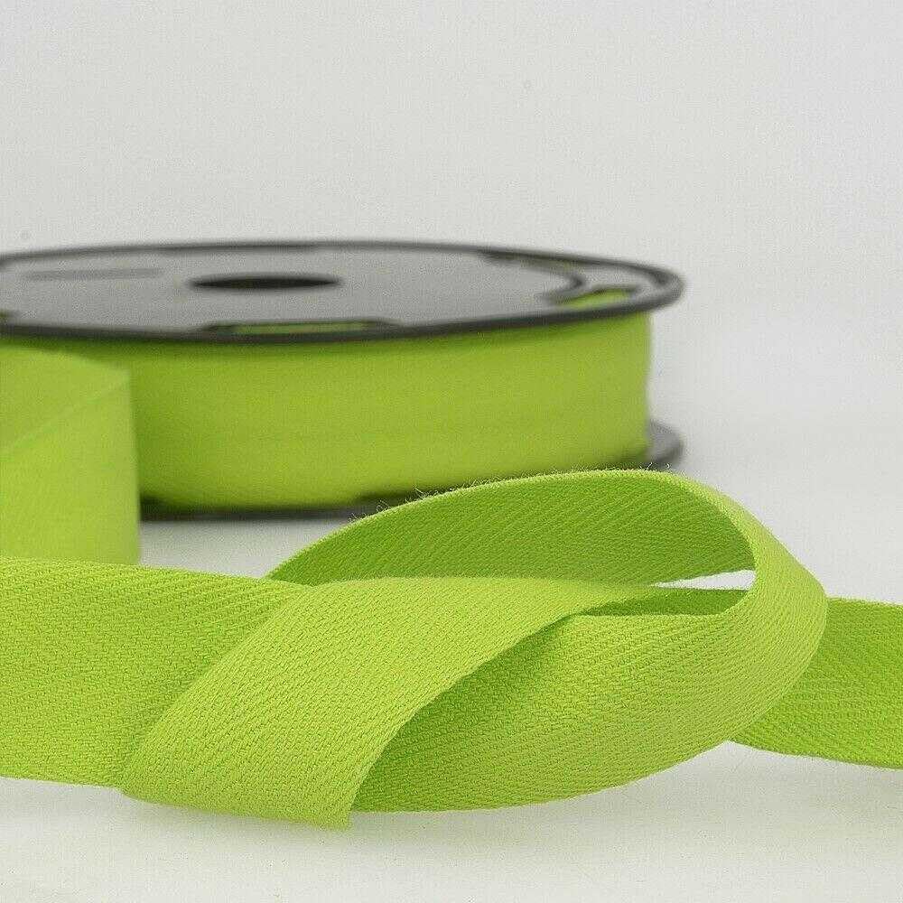 35mm Cotton Herringbone Tape 754D, 116 Bright Apple Lime Green, 2 Metres โ image 1