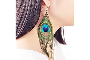 Bohemian Peacock Feather Chandelier Earrings: Graceful Flutter of Nature's Beauty