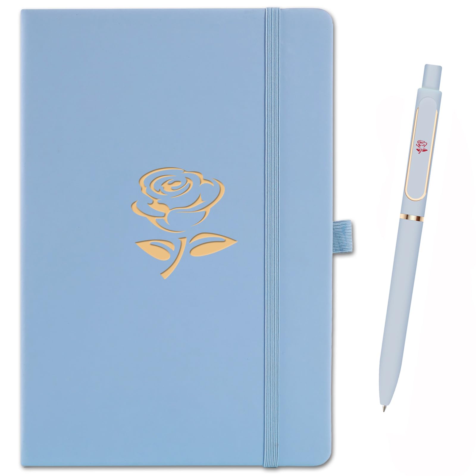 LRANKAI A5 Lined Journal Notebook with Pen for Girls Women, Blue