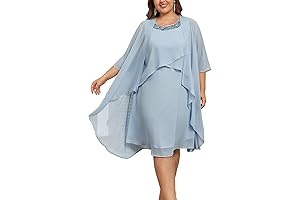 Womens Plus Size Dress with Jacket 2 Piece Wedding Guest Dresses Flowy...