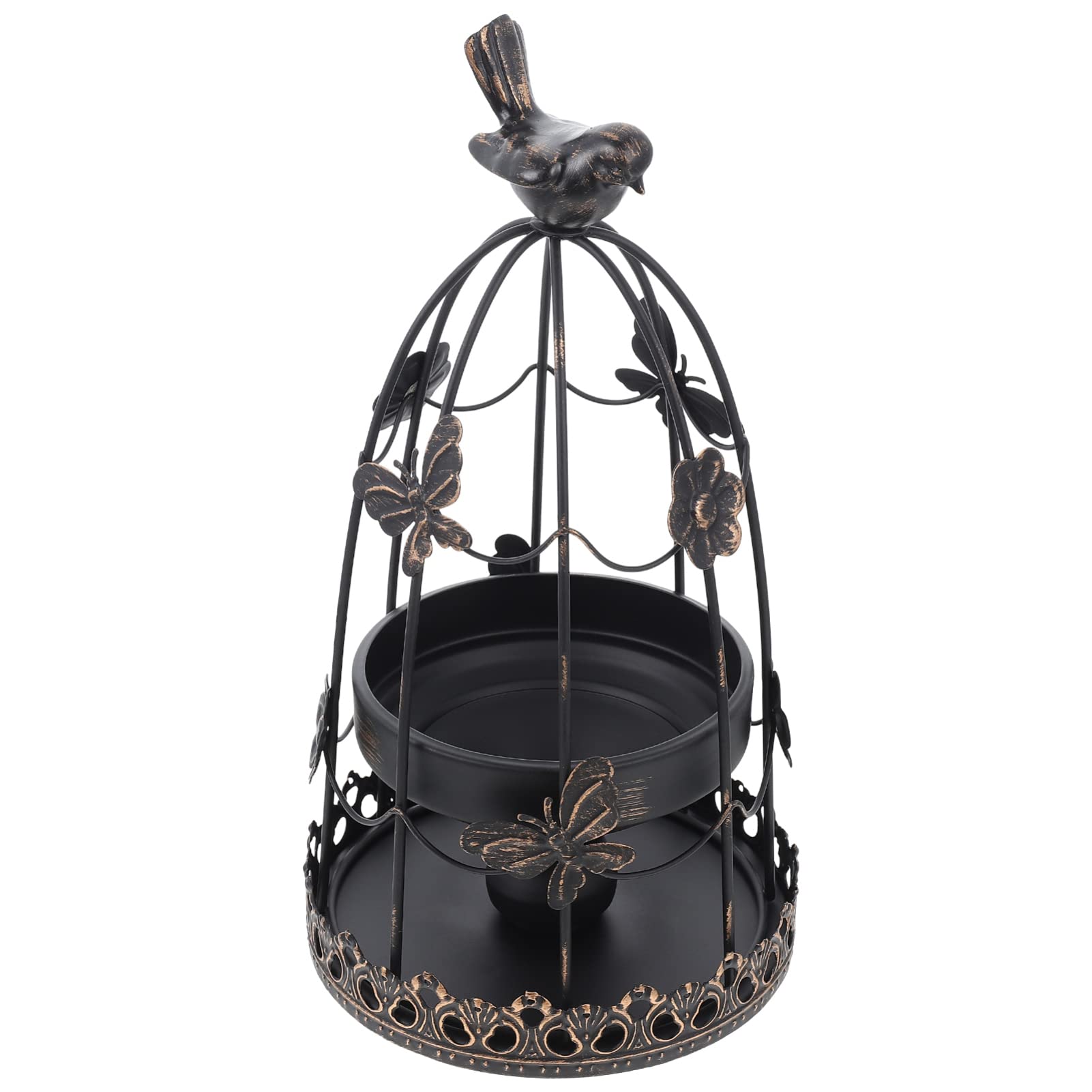 Alipis Portavelas para Velas De Pilar Farolillos De Hierro con Forma De Jaula De Pájaros para Candelabro Estilo Gótico Vintage Decoración del Hogar Mesa Central Decoración De Repisa