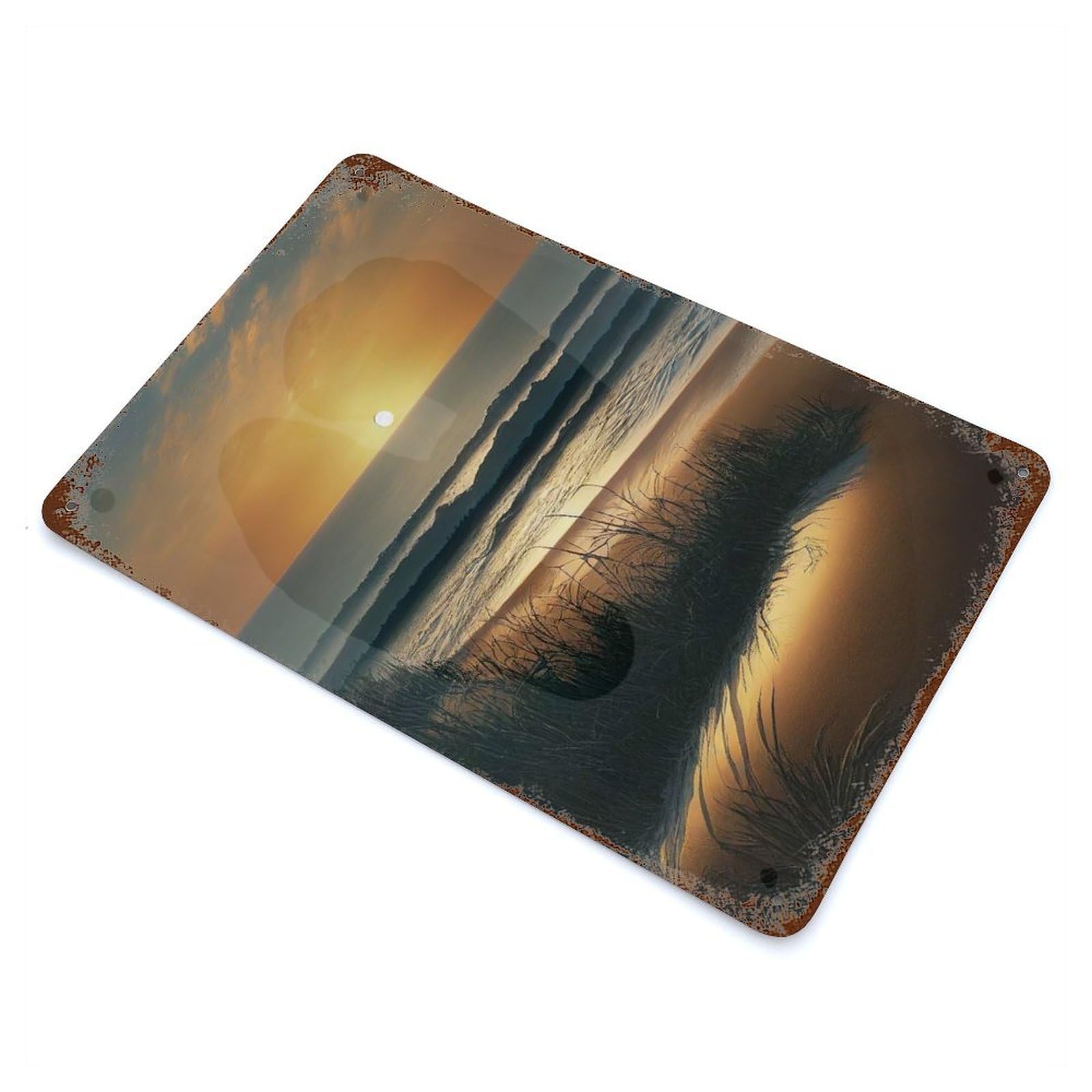 Summer Sunset Weathered Tin Sign 11.8"x7.9", Retro Wall Decor for Pub, Kitchen And Man Cave Decor
