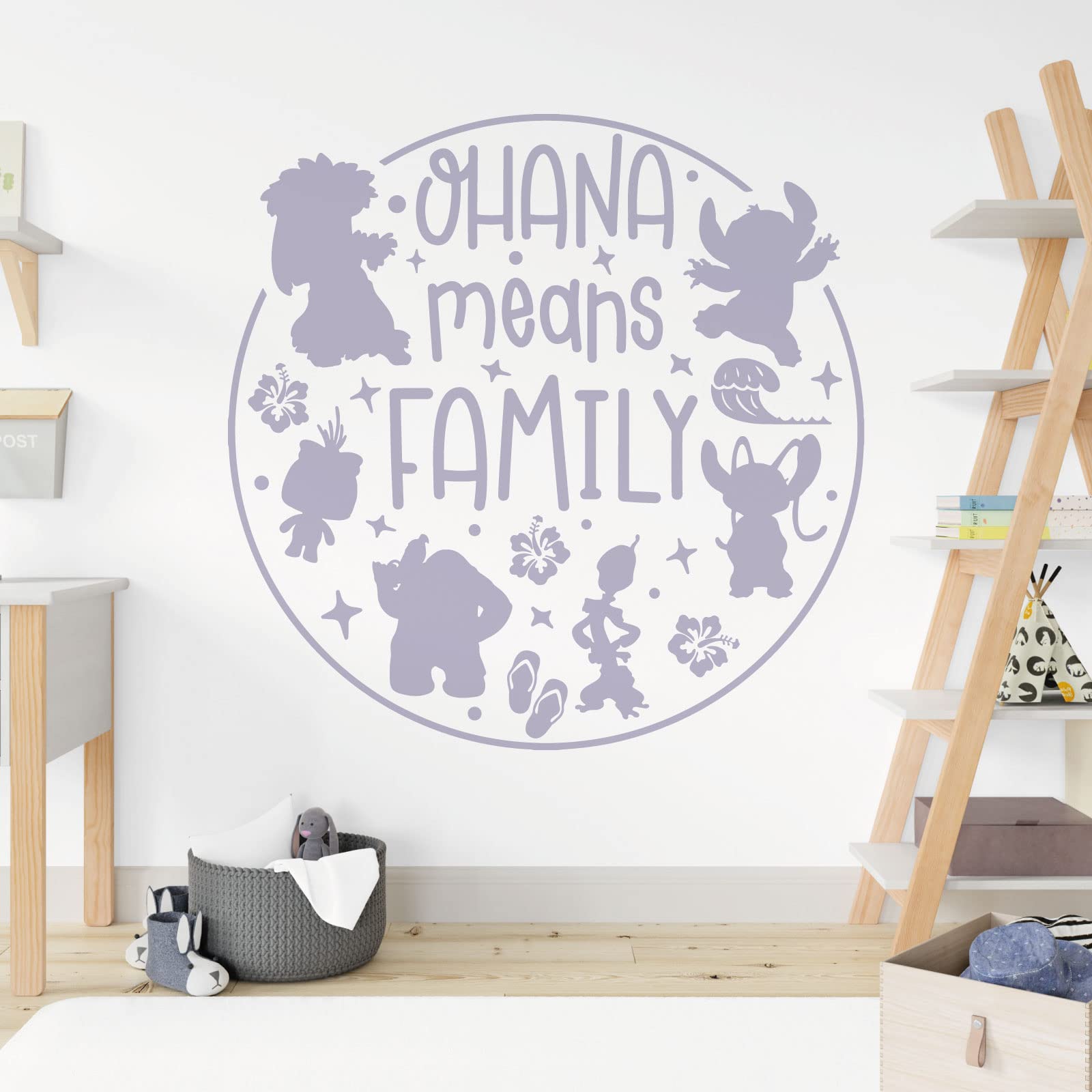Ohana Means Family - Lilo and Stitch - Children Decal Wall Sticker [Large] [Light Grey]