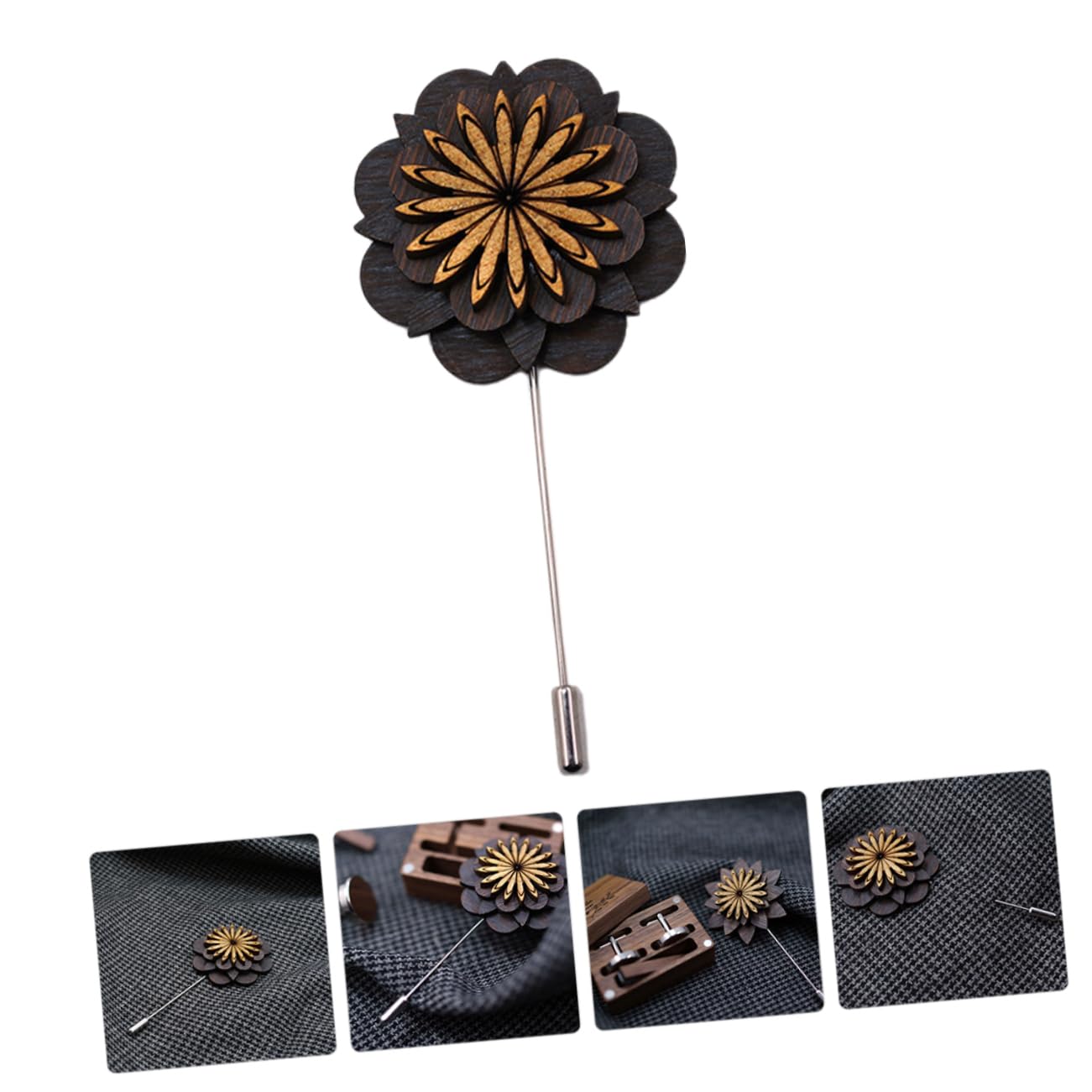 5stücke Holz Anstecknadel Blumen Brosche Für Herren Stilvolle Holz-boutonniere Für Anzüge Praktischer Und Modischer Schmuck Für Jeden Anlass