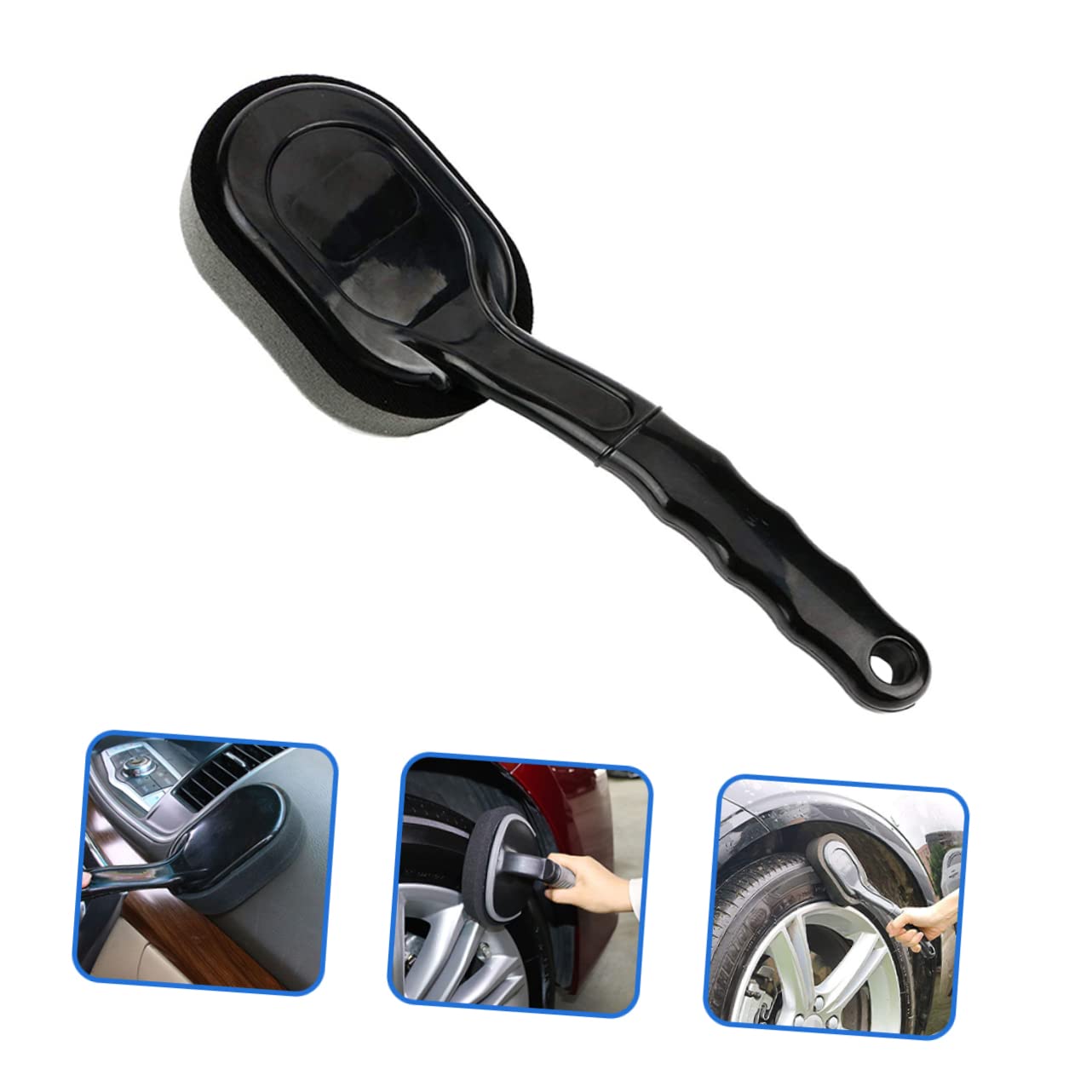 Amosfun 5 Pezzi Spazzola per Pulizia Pneumatici con Ergonomico Antiscivolo Applicatore Lucidante per Pneumatici con Sostituibile Ad Assorbimento Elevato Leggera e Facile da Usare per