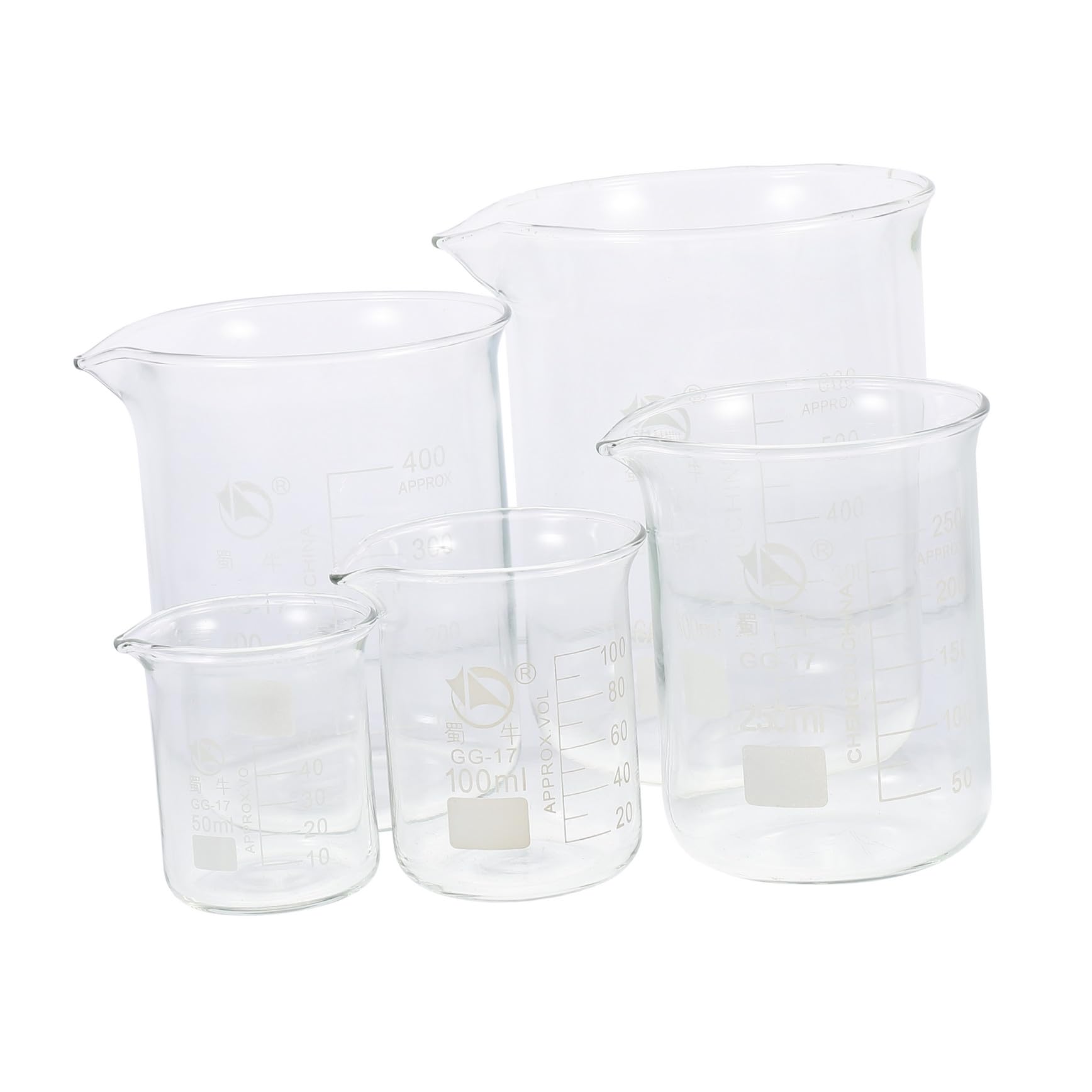 5 Misurini in Borosilicato Scala Di Misurazione Contenitori Per Liquidi Trasparenti Per Esperimenti E Misurazioni Accurate