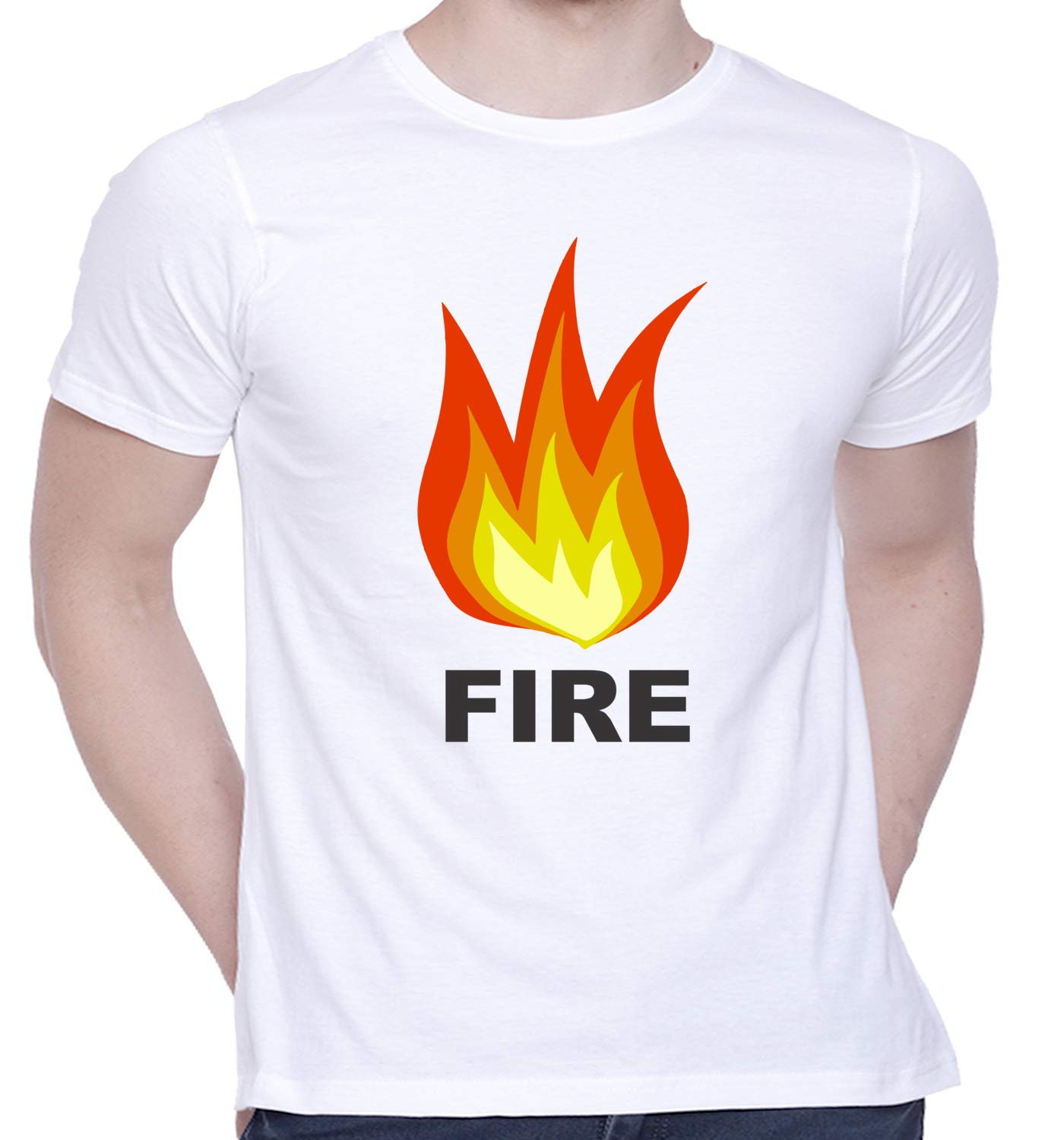 Graphic Printed T-Shirt for Unisex Fire Single Tshirt | Casual Half Sleeve Round Neck T-Shirt | 100% Cotton | D00868-120