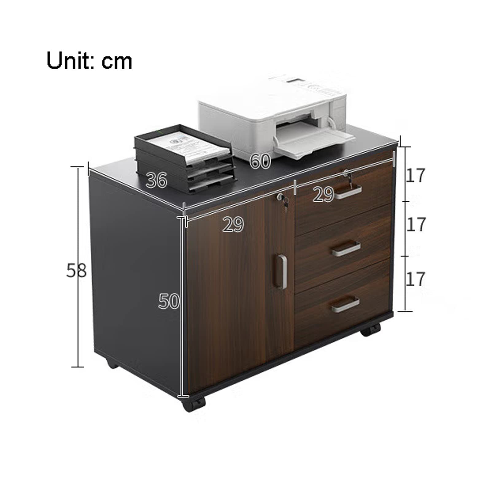 Dark Three Drawer Wood File Cabinets 3 Drawer Locking Filing File