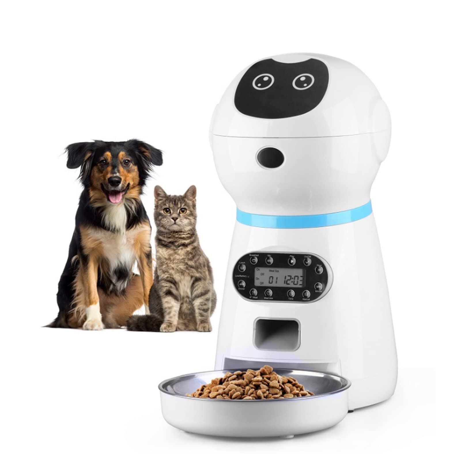 FBJAMZ Smart Automatic Cat Dog Feeder,Food Dispenser with Voice Recorder, Timed Pet Feeder, Twist Lock Lid for Cats Dogs
