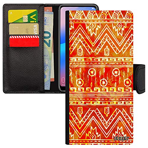 Coque Samsung S21 Plus cuir anti-glisse à motif tribal aztèque rouge