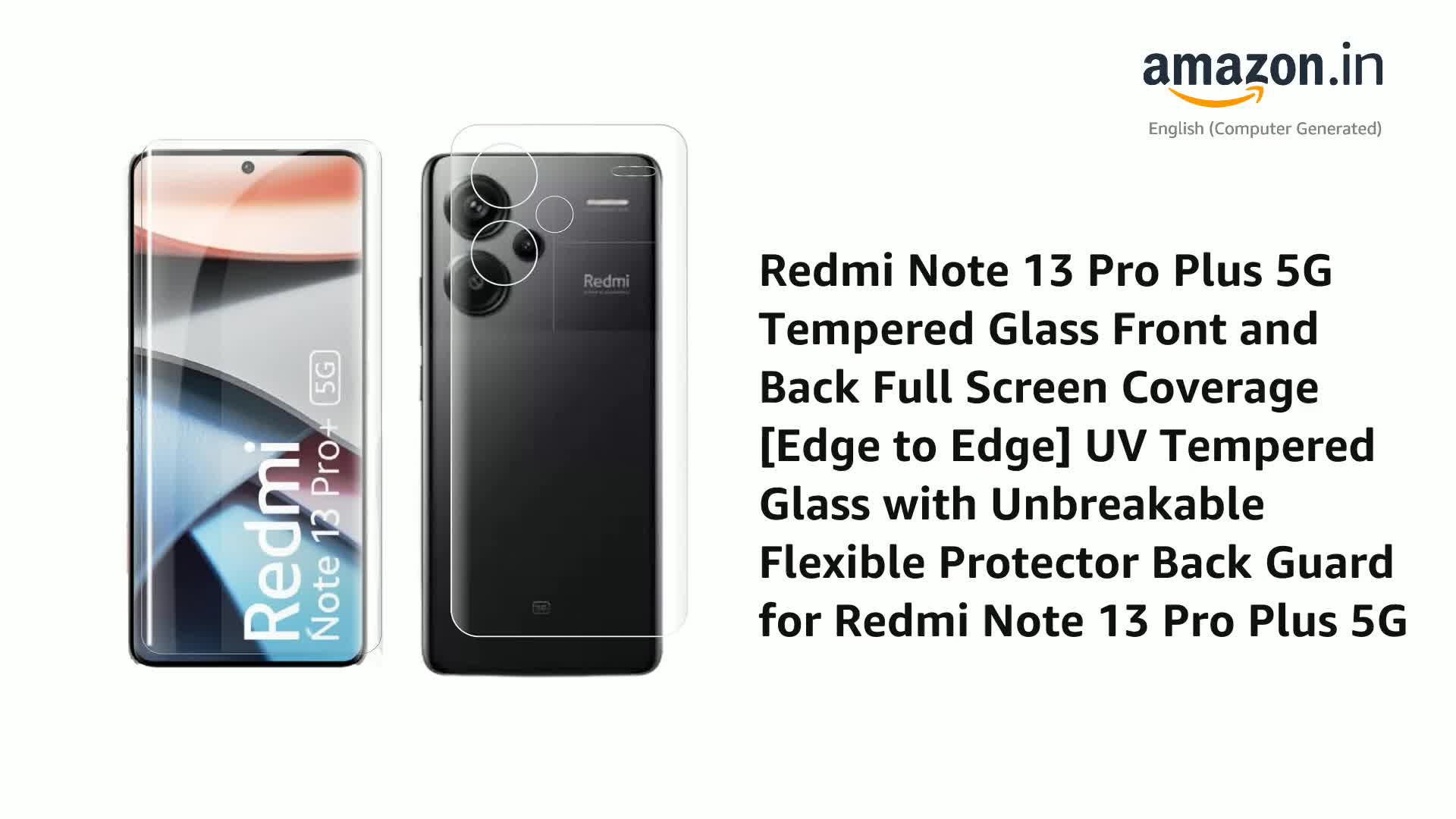 Redmi Note 13 Pro Plus 5G Tempered Glass Front and Back Full