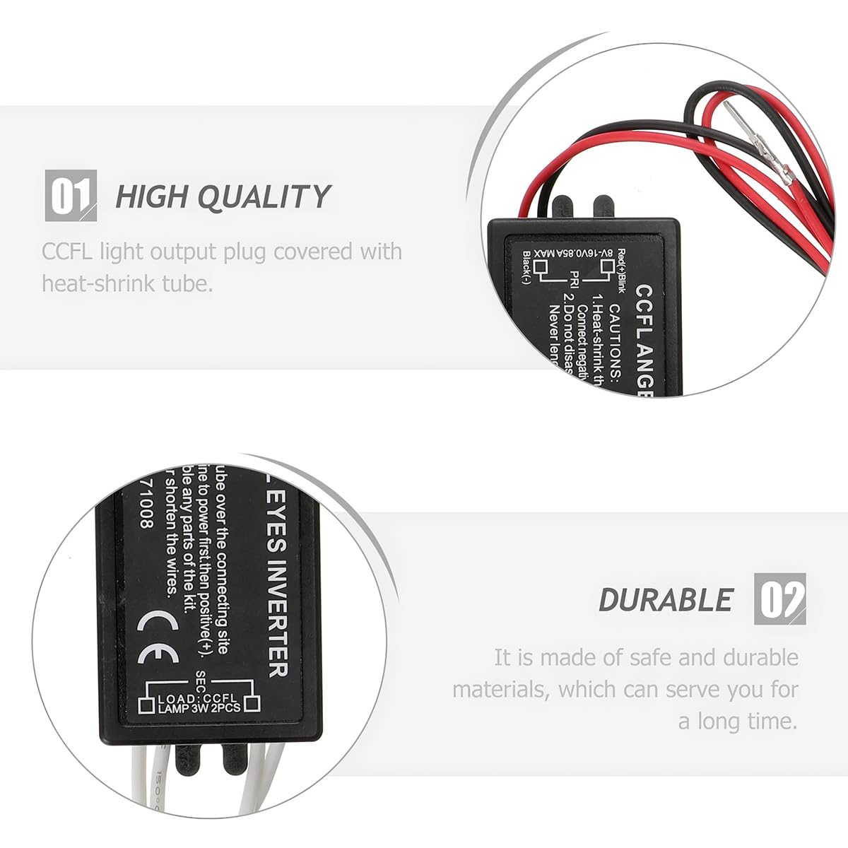 CGEAMDY 2 Pièces CCFL Inverter Rechange pour Les Yeux d'ange, Kit D'anneaux D'yeux d'ange 12V étanche De Rechange, Ballast Inverseur CCFL Femelle De Rechange pour Anneaux Halo Angel Eyes