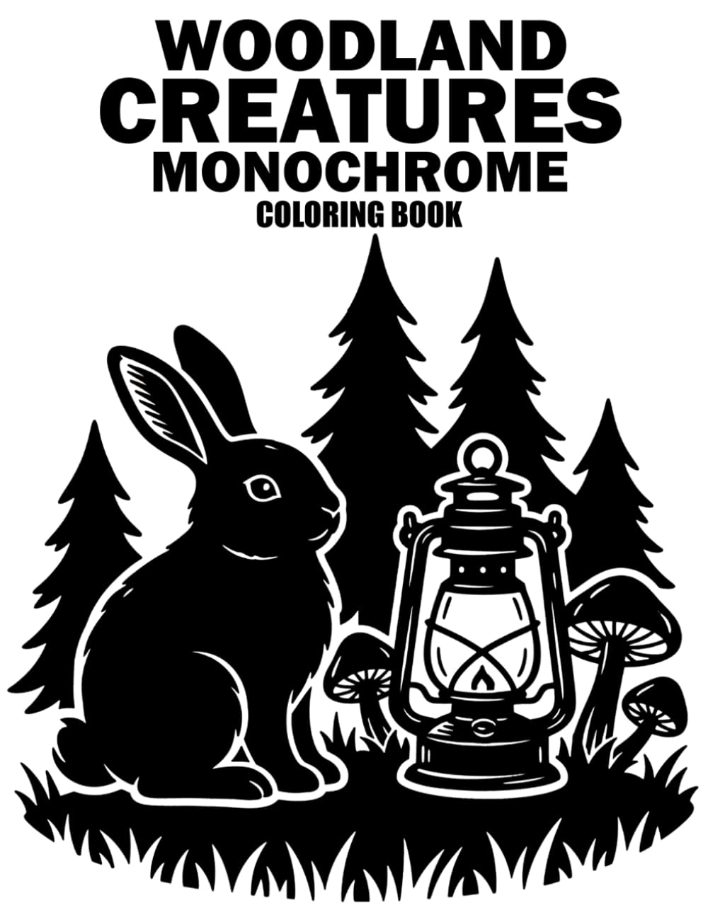 Woodland Creatures Monochrome Coloring Book: Peaceful One-Color Forest Animal Designs for Relaxation, Stress Relief, and Mindful Coloring