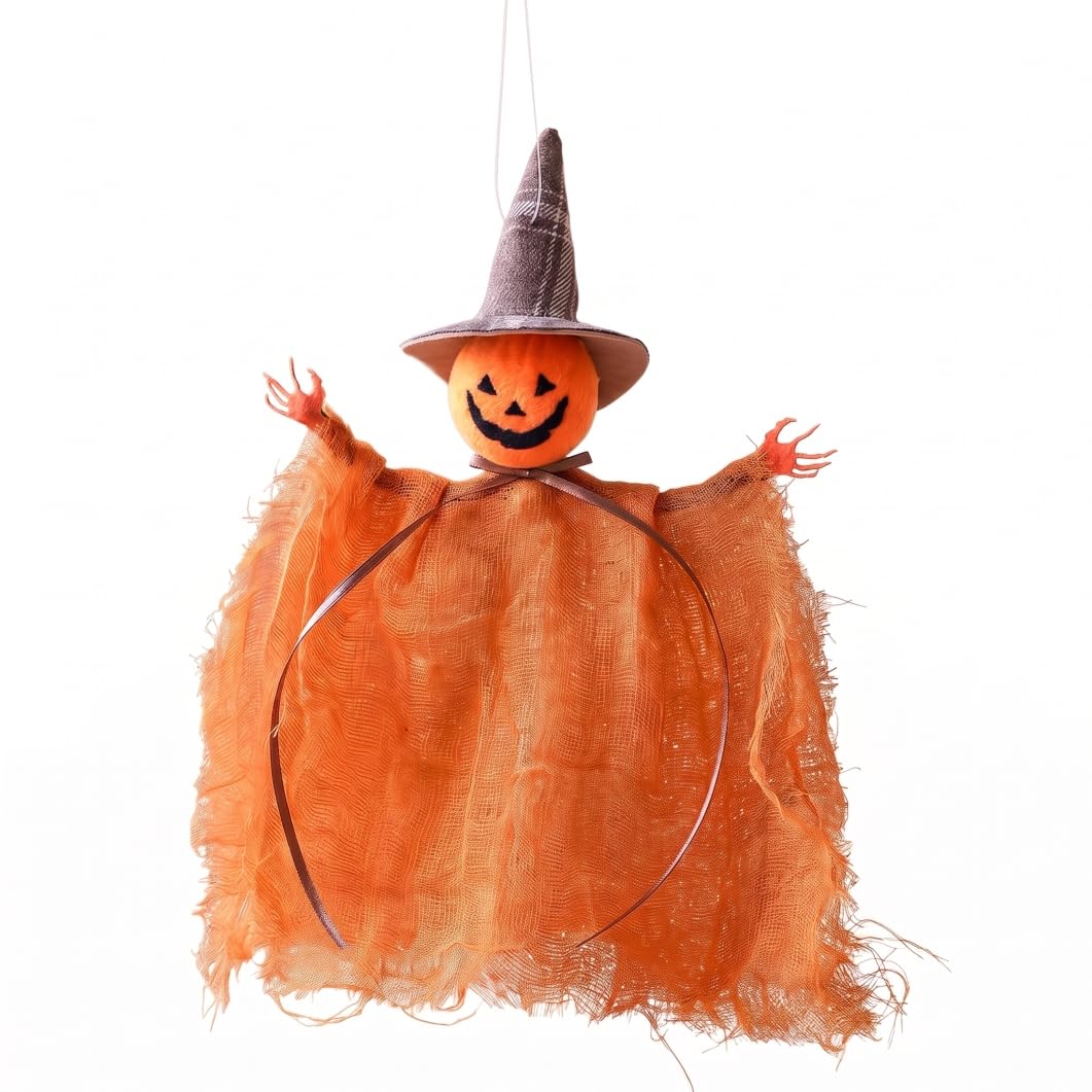 Halloween Hanging Decorations, 6pcs Spooky Ghosts, Orange