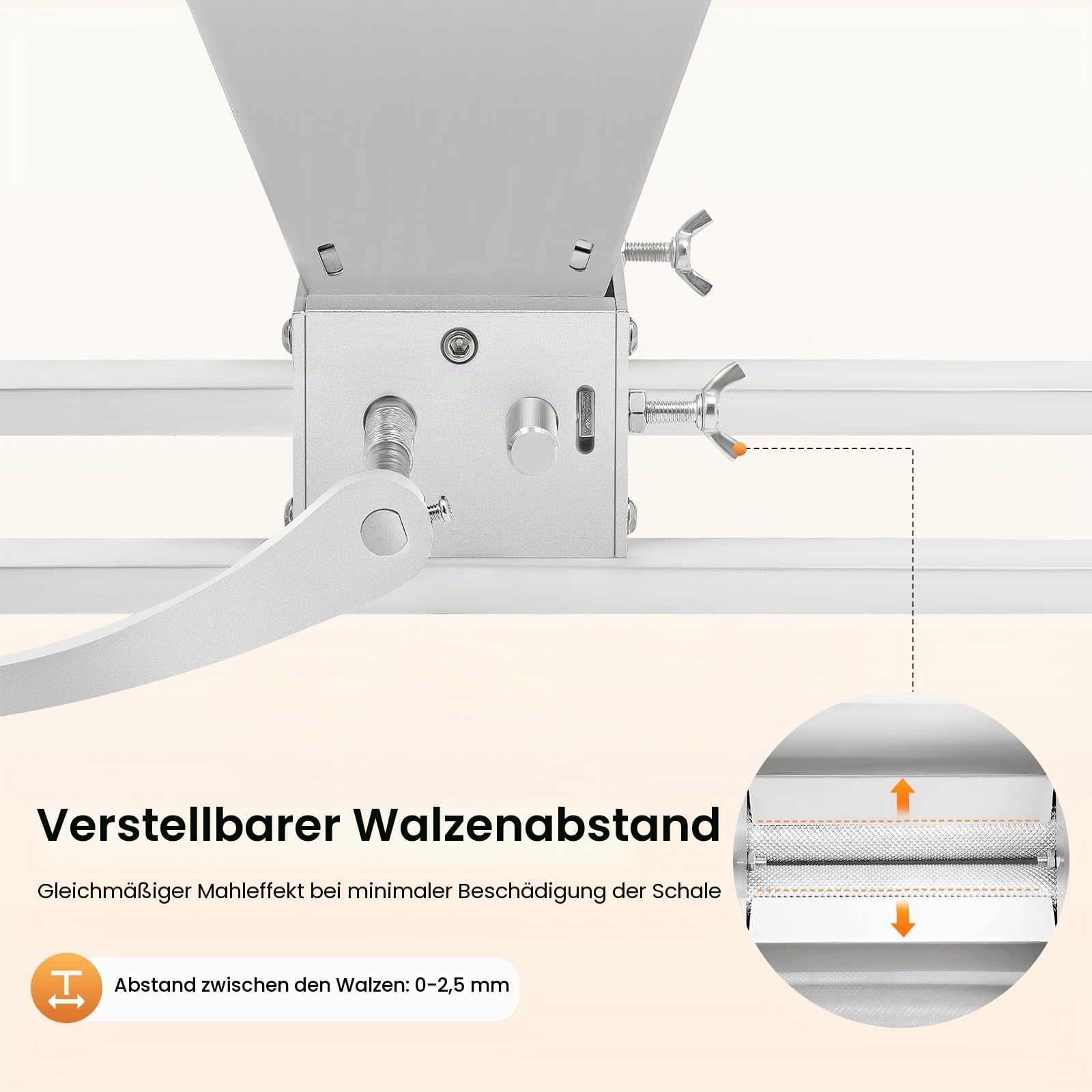 Manueller Getreidebrecher Quetsche 4L Malzmühle 2 Rollen-Schrotmühle Malz Mahlmaschine für Gerste schleifen und anderen Getreidesorten