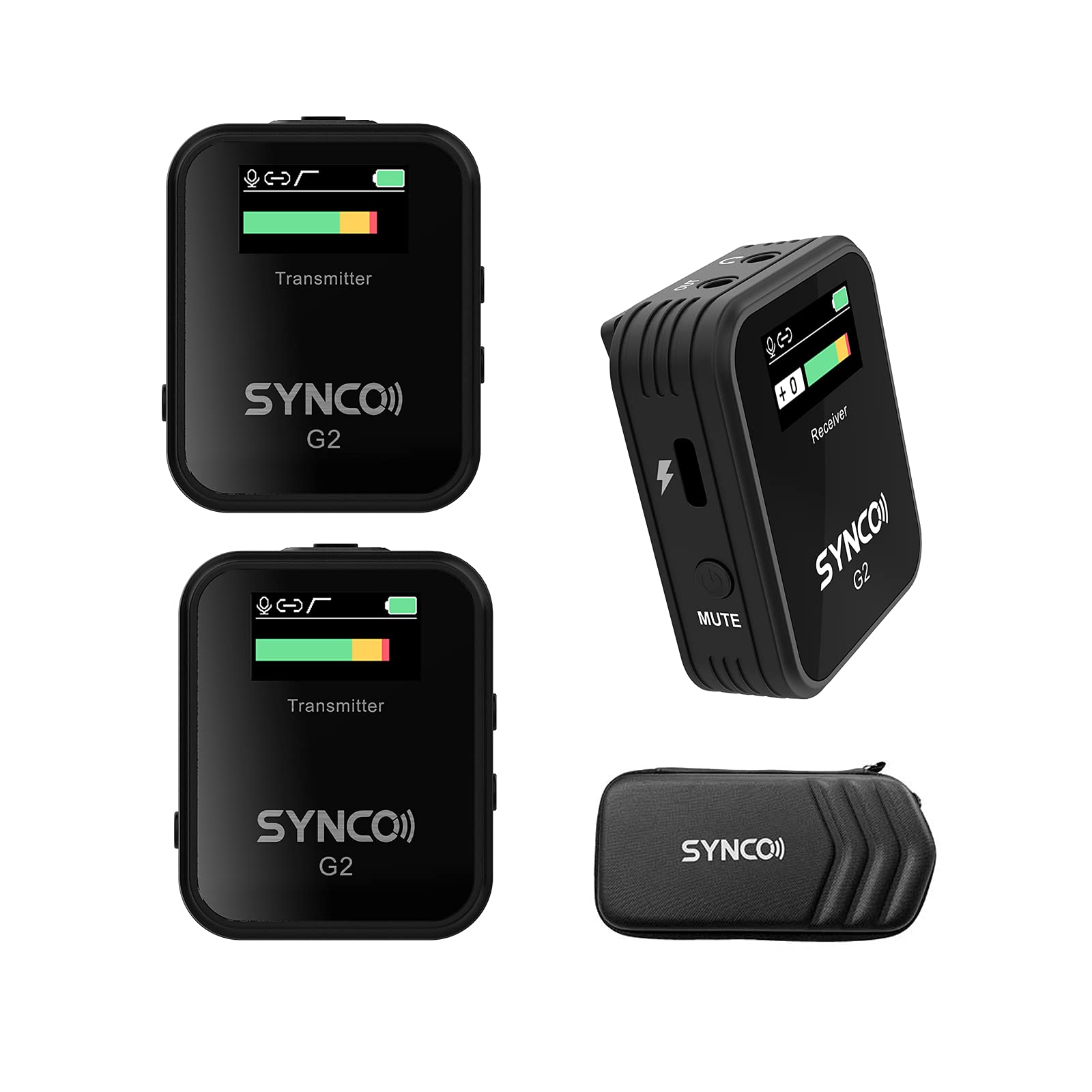 SYNCOG2(A2) PRO 2.4GHz Wireless Lavalier Microphone System, 656ft/ 200m Transmission Range, Safe Audio Track, Adjustable Recording, Magetic Back Clip, and Real-time Monitoring