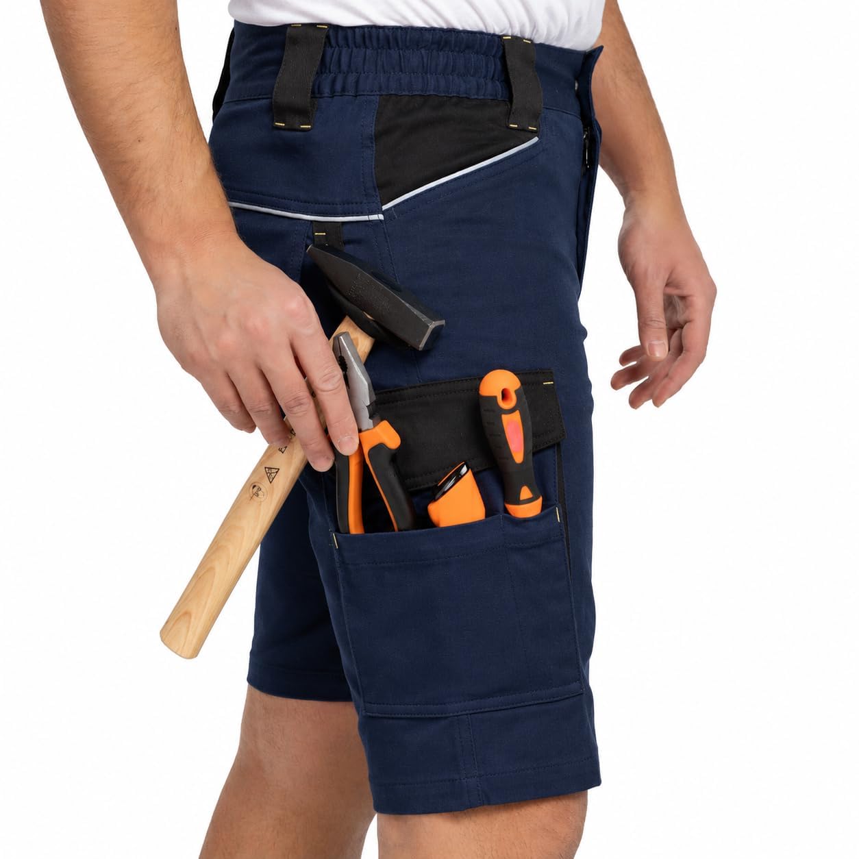 BWOLF Daytona - Pantalones cortos de trabajo elásticos para hombre, con muchos bolsillos