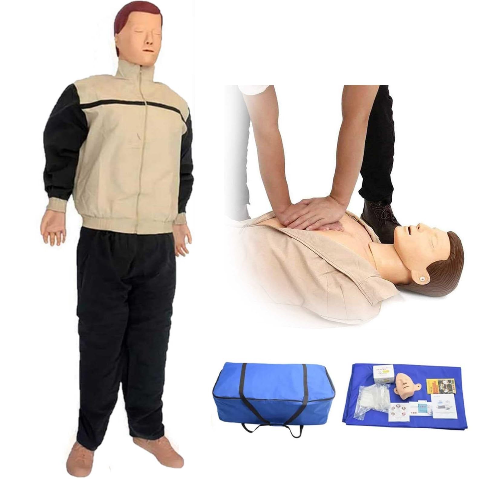 Mannequin d'entraînement CPR – Simulateur de RCR complet du corps pour l'éducation des premiers secours et l'enseignement médical – Modèle de réanimation adulte