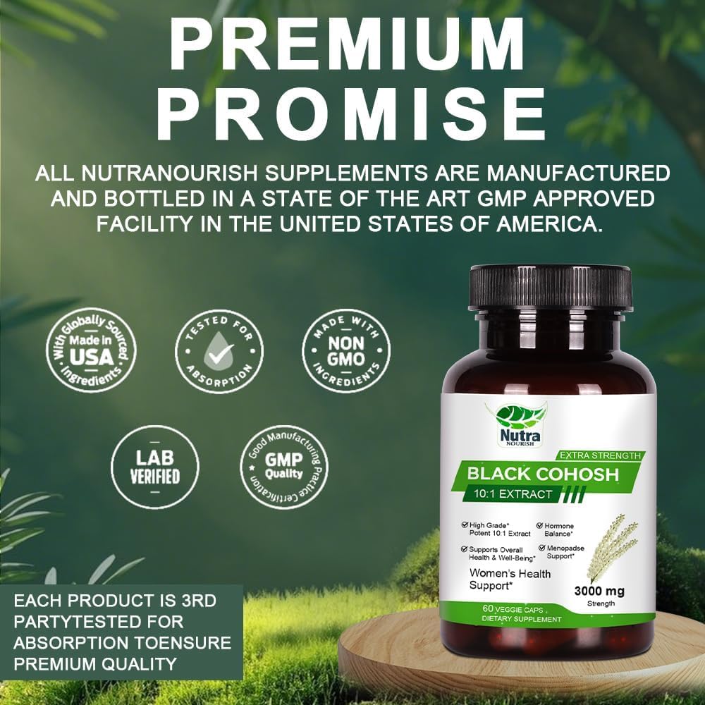 Black Cohosh Capsules,3000mg Strength,Black Cohosh Supplements for Women Menopause Hot Flashes,Non-GMO,60 Vegetarian Capsules - Image 7