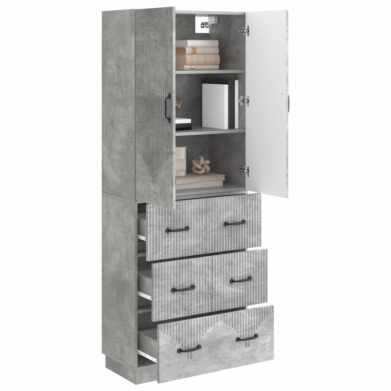 Set di Armadi 2 Pezzi 66 x 34,5 x 87 cm Legno Ingegnerizzato Grigio Cemento