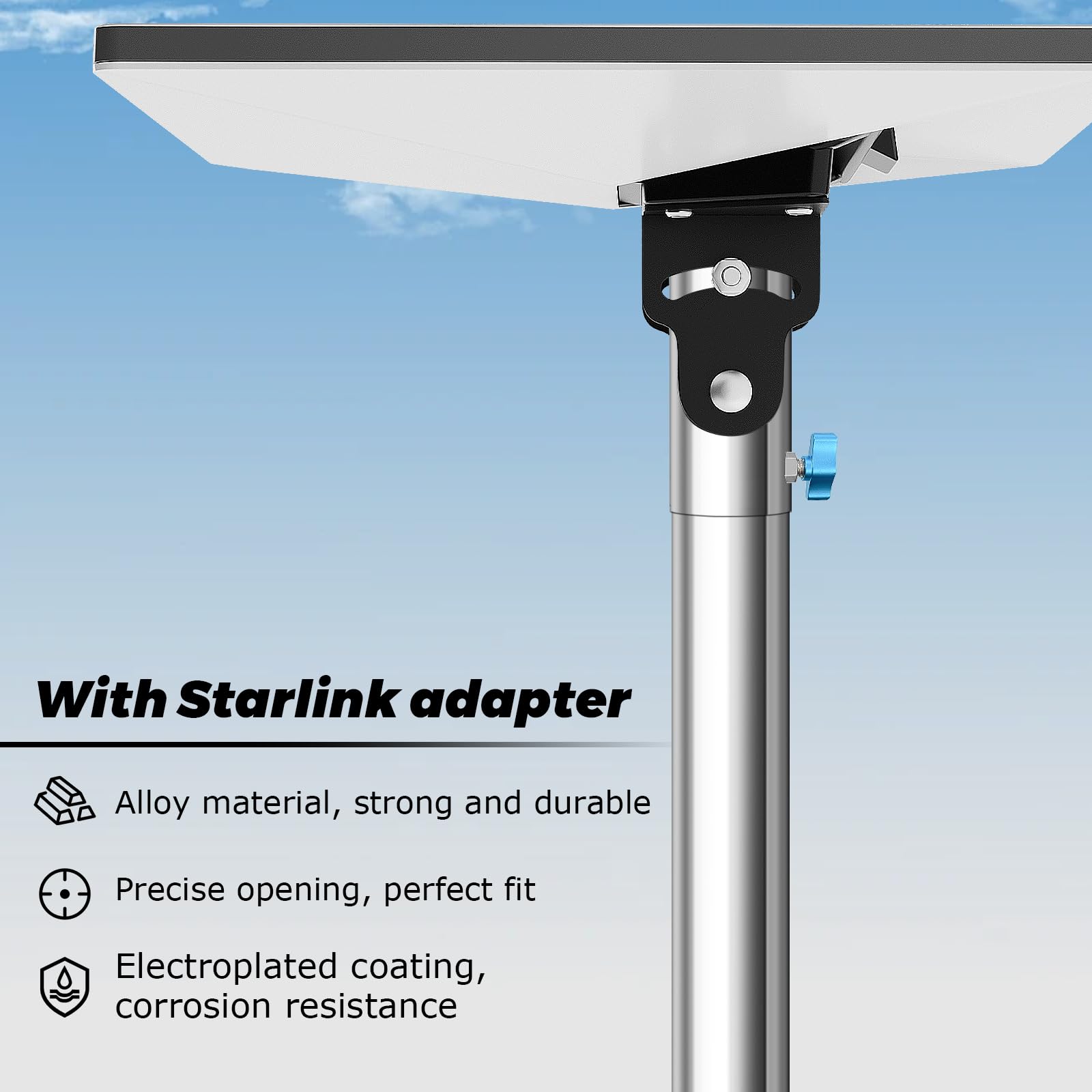 Starlink Mini Pole Mount Kit – 8 Ft Telescoping Stainless Steel Pole With RV Ladder Mount, Adjustable Adapter
