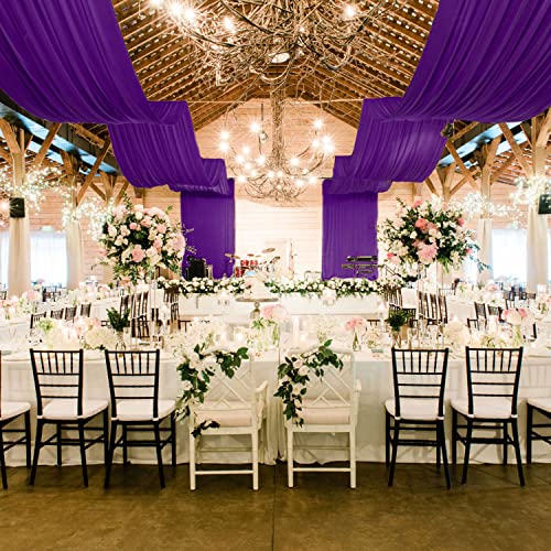 MODFUNS Wedding Ceiling Drapery Purple 5x30FT 2 Panels Sheer Wedding Arch Drapes Chiffon Fabric Ceiling Curtains Drapes for Party Tulle Backdrop Curtains Birthday Banquet Arch Draping by MODFUNS - Image 7