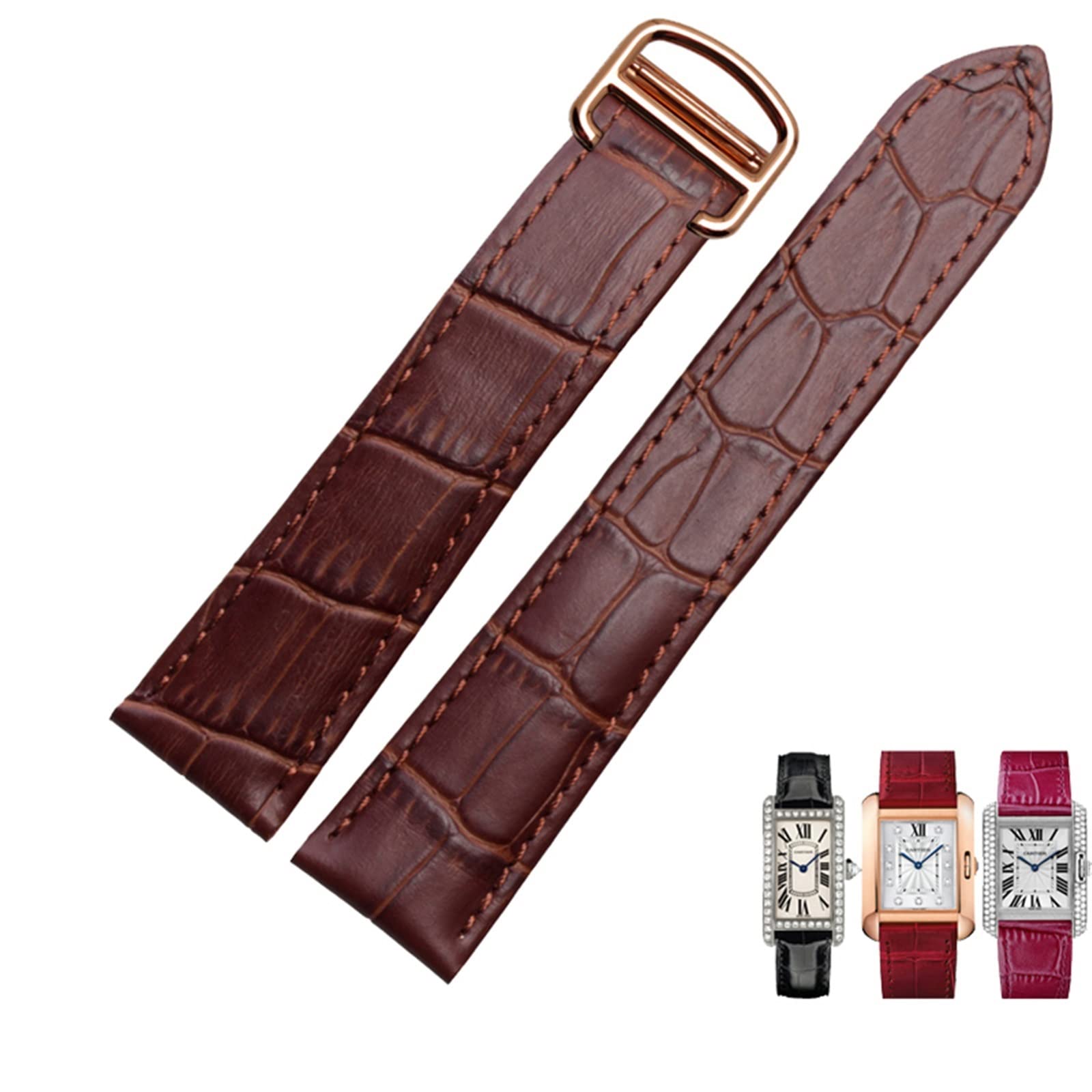 Bracelet de montre en cuir véritable 16mm Agate à offrir pour Cartier - 8