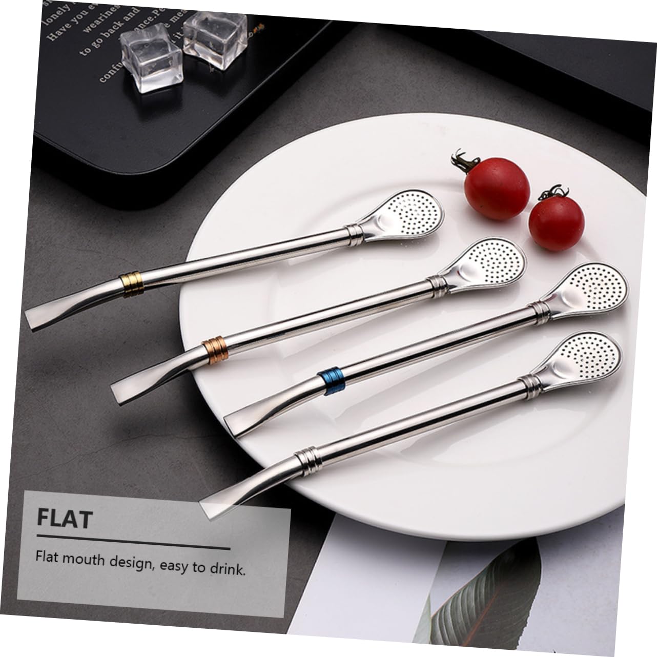 KICHOUSE 1pc Removable Stainless Steel Straw Spoon Reusable Drinking Straws Milk Straw Yerba Mate Straws Coffee Straws Bar Mixing Spoon Milk Spoon Stirrer Straw Golden 304 Stainless Steel