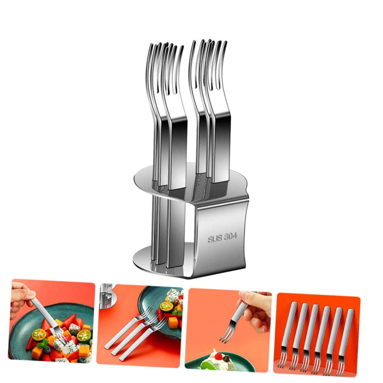 Alipis 2sets Forchette Inossidabile Con Base Per Dessert e Forchettine e Pratiche Per Appetizer e Tè Per e All