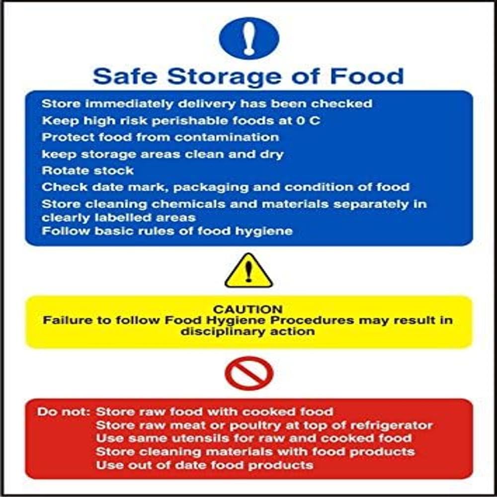 Seco Safe Storage of Food Sign, 150mm x 200mm - Self Adhesive Vinyl