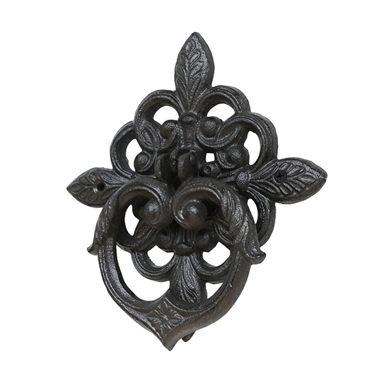 Aldaba de puerta antioxidante con diseño de flor retro para entradas rústicas de madera
