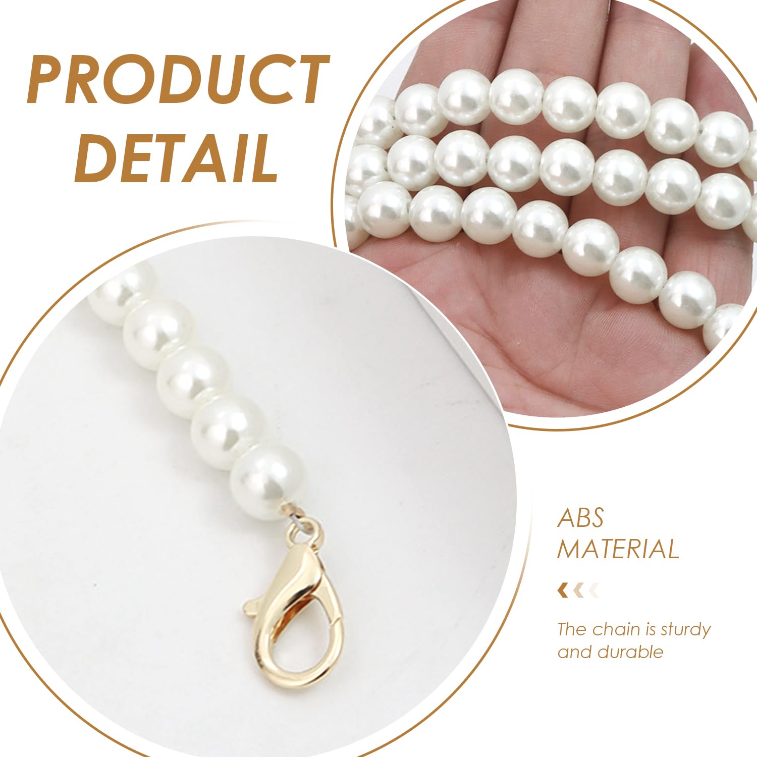 WUFGWBD 2 Mobile Phone Chains, 1 Transparent Spacer, Pearl Mobile Phone Chain, Mobile Phone Chain Strap - Image 3