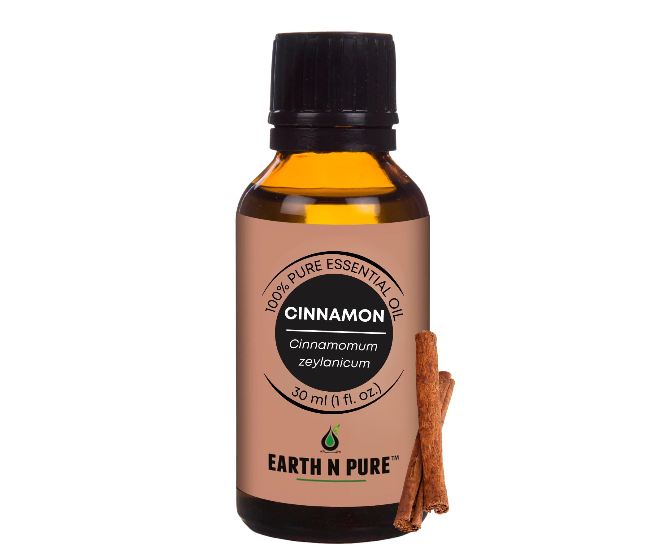 Earth N Pure Cinnamon Essential Oil | 100% Pure & Undiluted | Steam Distilled | Warm Ambiance, Muscle Comfort & Focus | 30ml