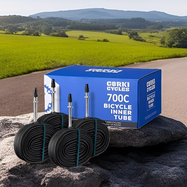 Image of 4-Pack Road Bike Tubes 700 x 23c /25c 28c /32c 35c /43c - Butyl Rubber 700c Bike Tube Replacement - Presta /Schrader - 48mm / 60mm