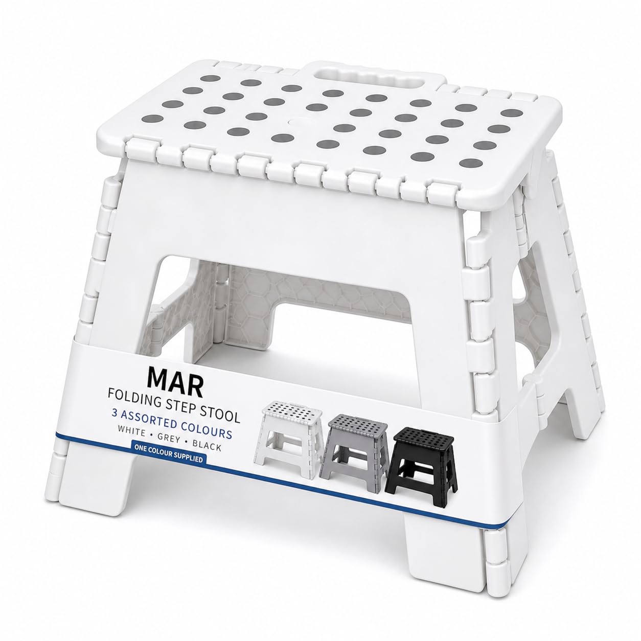 MAR Folding Step Stool 29cm Non-Slip Collapsible Portable 150kg