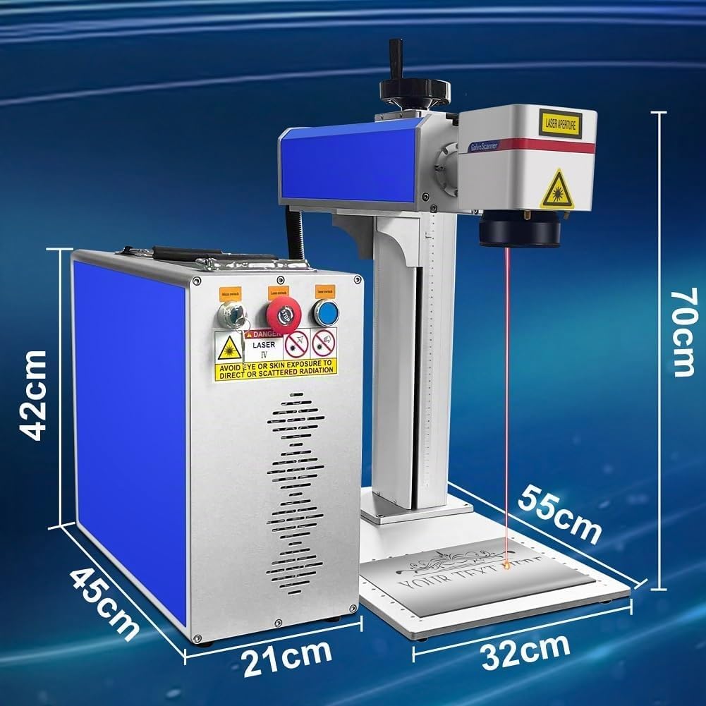 30W Grabador Láser Máquina de Grabado y Corte Láser 1064nm 220V para Metal Cobre Aluminio Acero Joyas (Ezcad2 150X150 mm)
