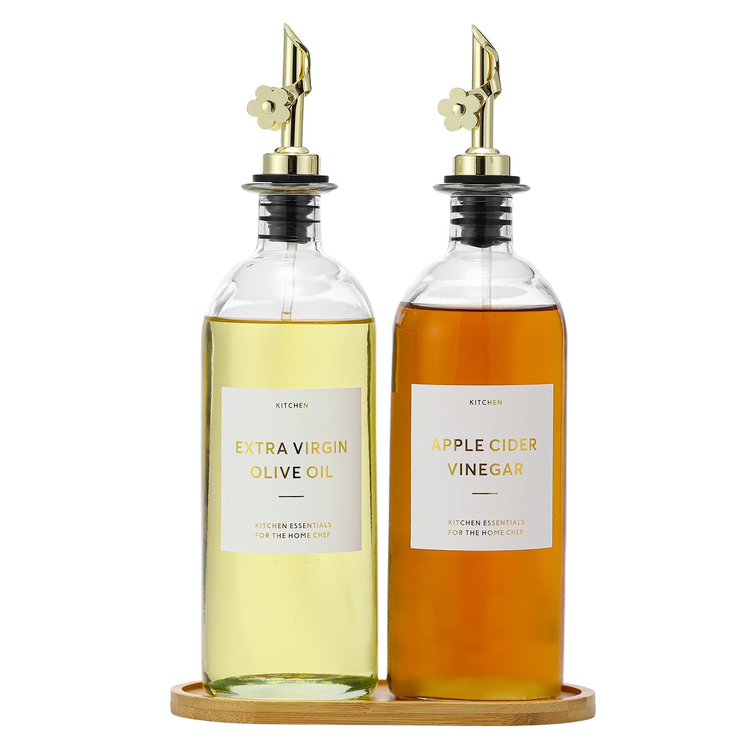 Photo 1 of HOMCDALY Glass Oil Dispenser Set - 2 x 16oz Bottles