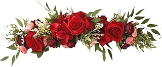 Guirnalda de vegetación artificial, Flores rosas for decorar el hogar, pared, fiesta, guirnalda colgante, suministros de boda, planta falsa for decoración(Rosso)
