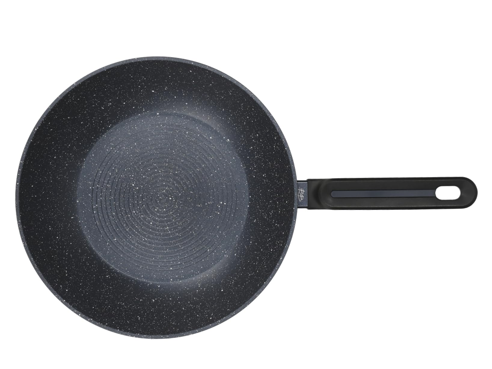 H&H by Bruno Barbieri Vortex Wok Ø 28 cm, Rivestimento Antiaderente PFLUON, Spirale 3D, Fondo Induzione, Interno Effetto Stone