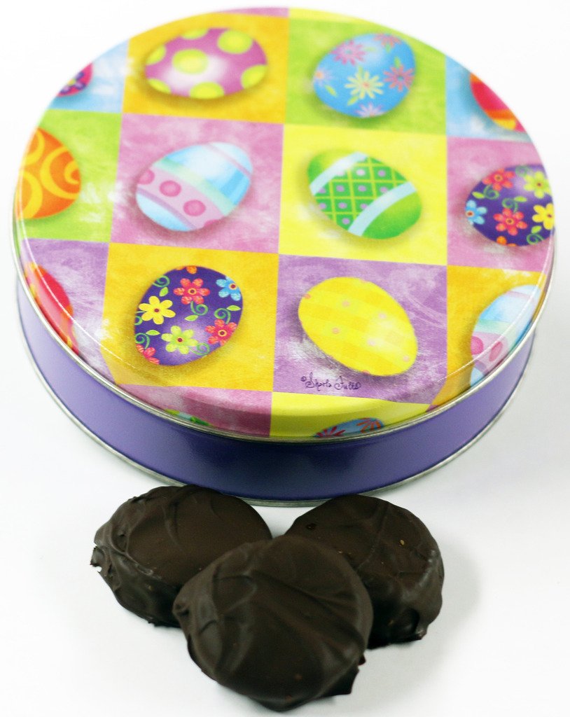 Scott's Cakes Dark Chocolate Oreos in a Medium Bright Eggs Tin